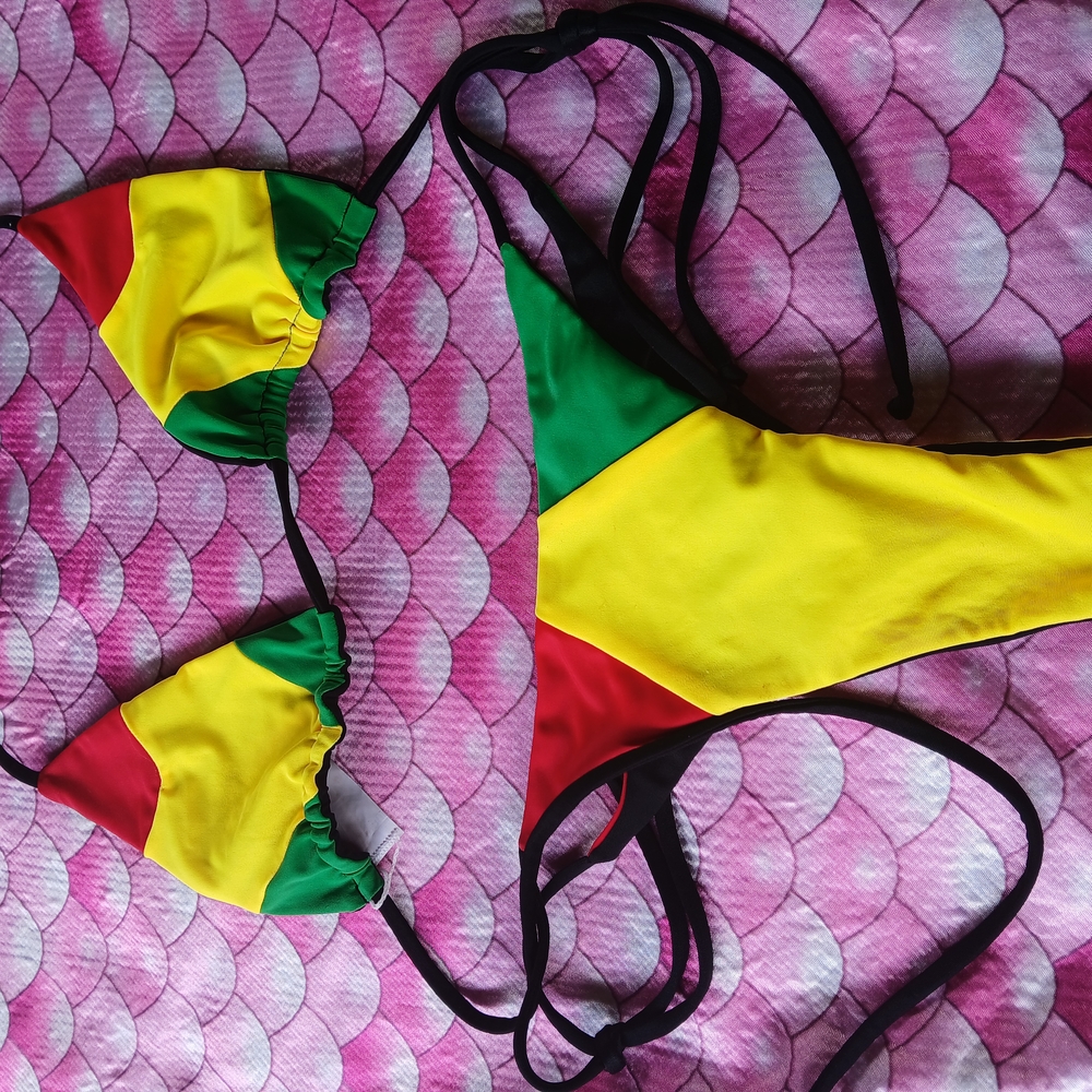 San Lorenzo Red and Yellow One Piece Swimsuit Vibrant Design